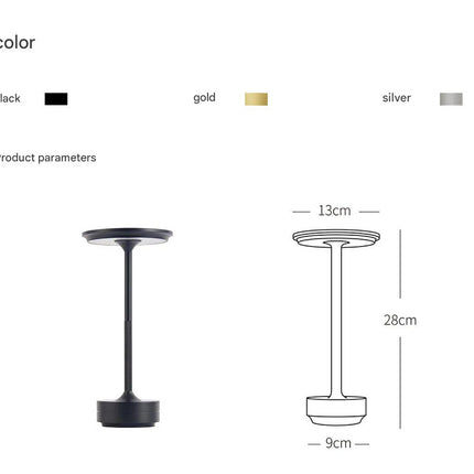 Silver Elegant Aluminum Alloy Rechargeable LED Touch Lamp - 3-Color Dimmable Cordless Table Light