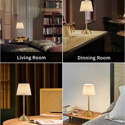 Black and White Elegant Rechargeable Fabric Shade LED Lamp - Cordless Touch Stepless Dimmable Table Light