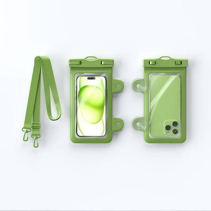 Green 2-Pack Universal IPX8 Waterproof Phone Pouch with Lanyard - Touch Sensitive Case for Swimming & Outdoor Sports