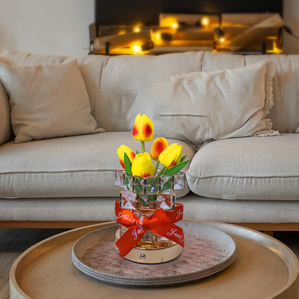 Yellow Elegant Crystal Tulip LED Night Light