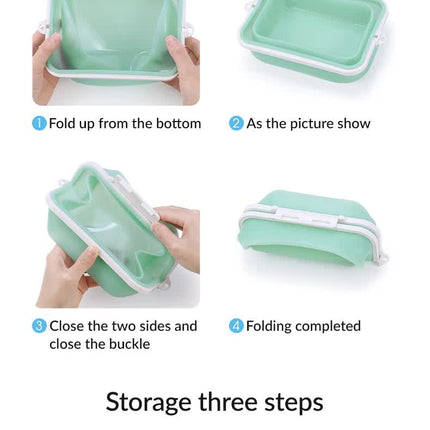 2 Pcs Blue Collapsible Silicone Food Storage Container - Microwave & Freezer Safe Lunch Box