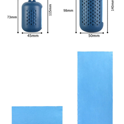 Grey Quick Dry Cooling Towel Set (2 Pack) - Microfiber Sport Towels with Silicone Cases & Carabiners
