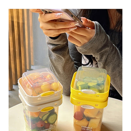 White Portable Salad & Breakfast Cup On-the-Go - Dual Compartment Container with Spork