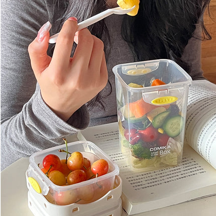 White Portable Salad & Breakfast Cup On-the-Go - Dual Compartment Container with Spork