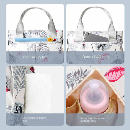 Grey Versatile Nappy Bag Tote - Lightweight Diaper Bag with Insulated Pocket & Crossbody Strap