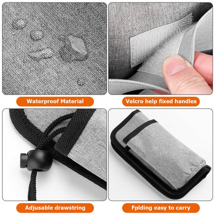2 Pcs Grey Hands-Free Luggage Handle Travel Cup Holder & Organizer Pouch