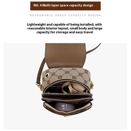 Brown and Black Chic Diamond Mini Crossbody Phone Purse - PU Leather Vertical Shoulder Bag with Headphone Port
