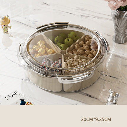 Grey and Silver Snap Button Elegant Compartment Serving Tray with Lid