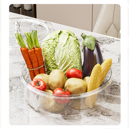 Grey And Beige Snap Button Elegant Compartment Serving Tray with Lid - Versatile Snack, Fruit & Candy Box