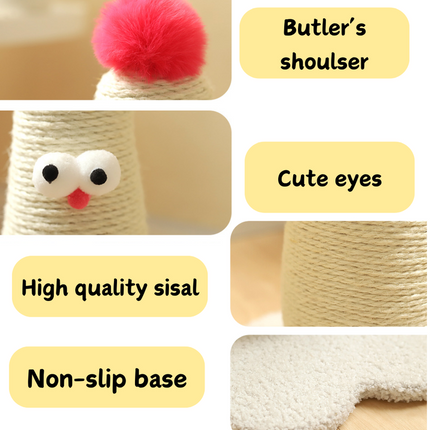 Beige Adorable Chick Cat Scratching Post - Durable Sisal Rope Scratcher Toy for Cats & Kittens