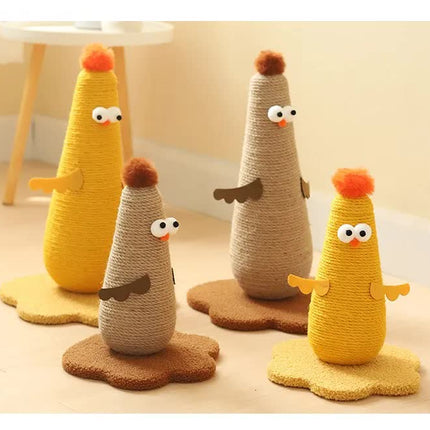 Coffee Adorable Chick Cat Scratching Post - Durable Sisal Rope Scratcher Toy for Cats & Kittens