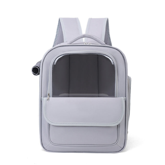 Grey Spacious Pet Carrier Backpack with Clear Window