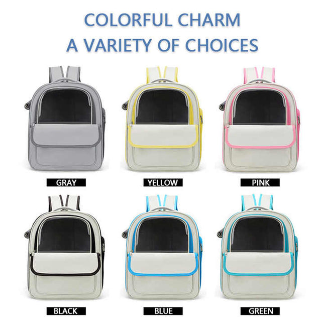 Beige And Pink Spacious Pet Carrier Backpack with Clear Window – product detail