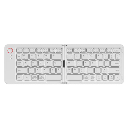 White Ultra-Slim Foldable Bluetooth Keyboard - Portable Wireless Rechargeable Travel Keyboard for iOS Android Windows Devices