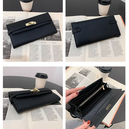Grey Elegant Women's Turn Lock Long Wallet – design and finish