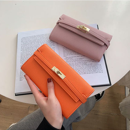 Grey Elegant Women's Turn Lock Long Wallet – product features