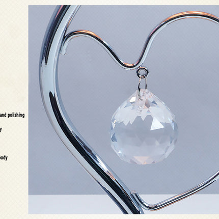 Pink,Green Roses And Silver Base Romantic Red Rose Flower Table Lamp - Crystal Heart Accent Bedside Night Light