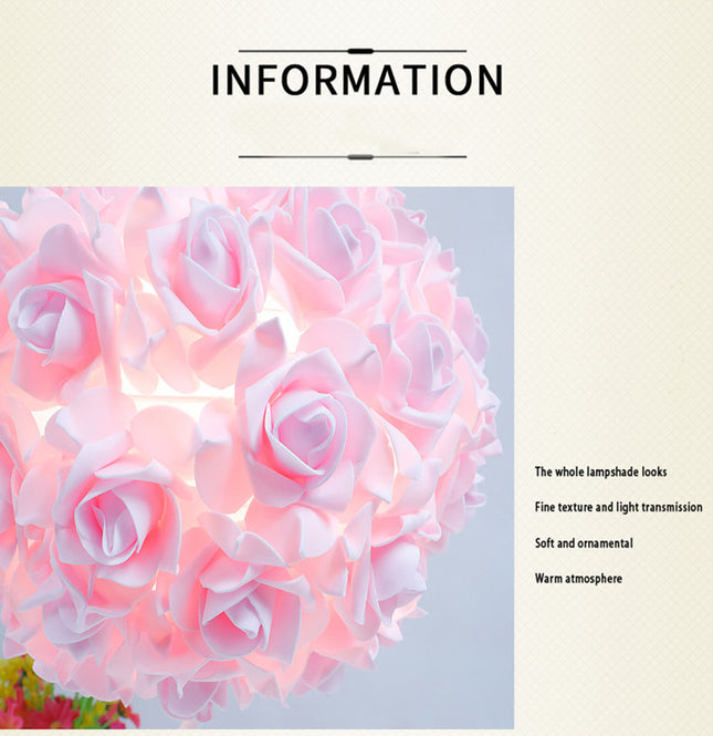 Beige Roses and Silver Base Romantic Red Rose Flower Table Lamp