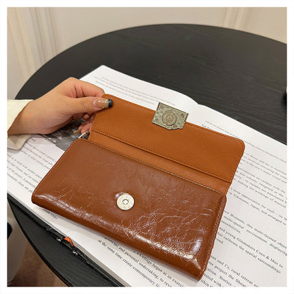 Red Elegant Women's RFID Blocking Long Wallet - PU Leather Clutch Purse with Clasp