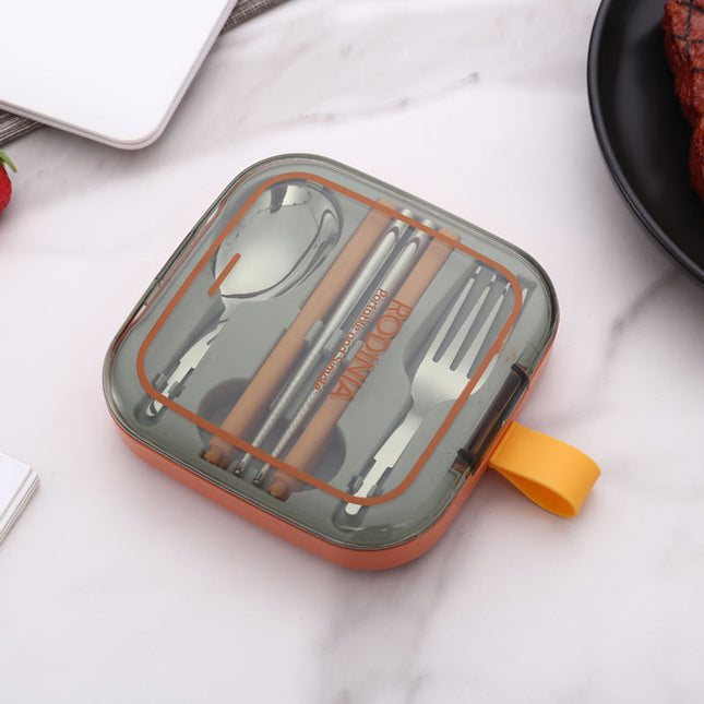 2 Sets Orange And Grey Portable Stainless Steel Cutlery Set – product detail