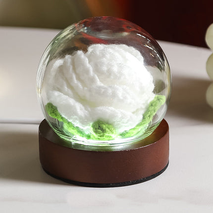 White Rose Handcrafted Crochet Flower LED Night Light