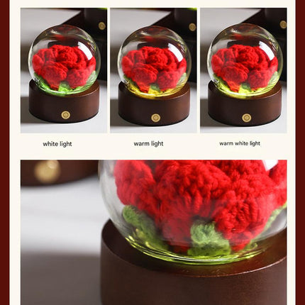 White Rose Handcrafted Crochet Flower LED Night Light – product features