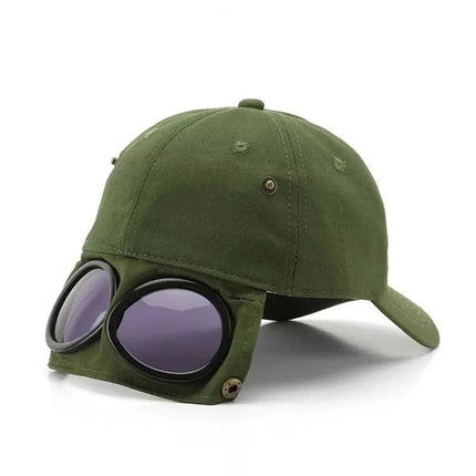 Yellow Stylish Aviator Goggle Baseball Cap - Unisex Outdoor Cotton Sun Hat
