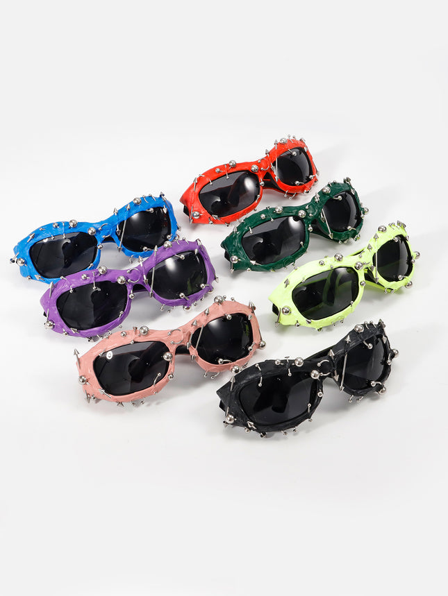 Black Edgy Punk Rock Spiked Sunglasses – product detail
