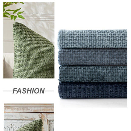 Light Blue Plush Chenille Cushion Covers Set of 2 - Soft Textured Decorative Throw Pillow Cases for Sofa Couch, 45x45cm