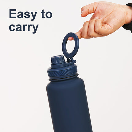 Yellow 1L Stainless Steel Water Bottle with Magnetic Phone Holder Lid - Portable Hydration & Hands-Free Stand