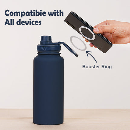 Rose Red 1L Stainless Steel Water Bottle with Magnetic Phone Holder Lid - Portable Hydration & Hands-Free Stand