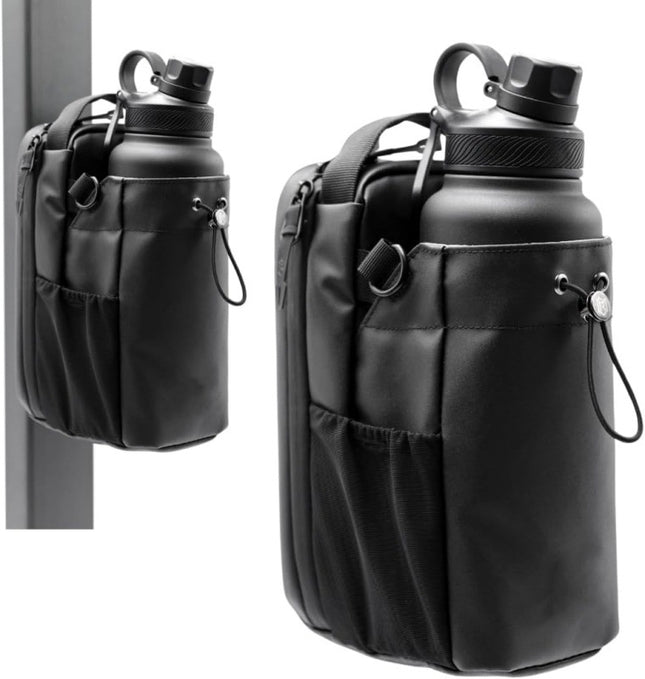 Black Magnetic Gym Water Bottle Holder Bag
