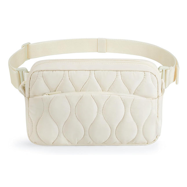 Beige Stylish Quilted Belt Bag