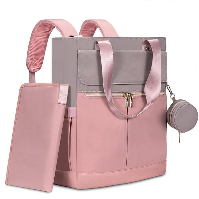 Pink and Grey Stylish Nappy Bag Backpack