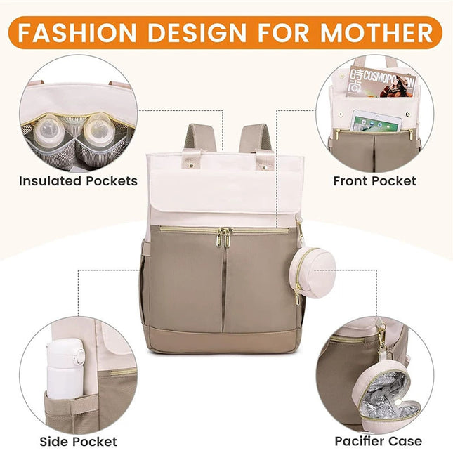 Pink and Grey Stylish Nappy Bag Backpack – product detail