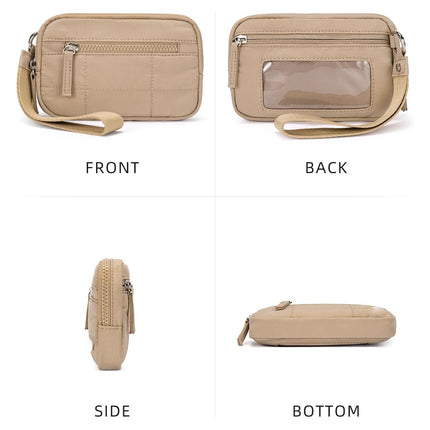 Green RFID Blocking Nylon Wristlet Clutch Wallet - Compact Waterproof Pouch with Card Slots & ID Window