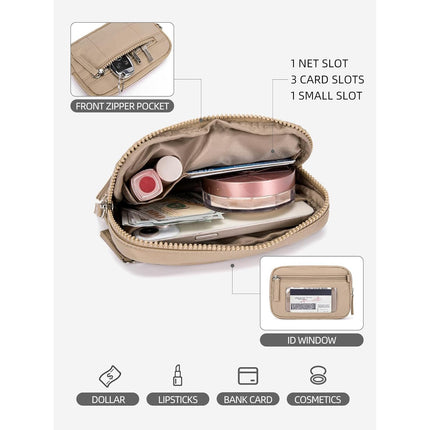 Green RFID Blocking Nylon Wristlet Clutch Wallet - Compact Waterproof Pouch with Card Slots & ID Window