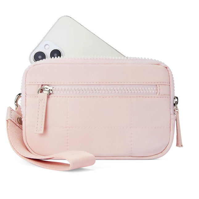 Pink RFID Blocking Nylon Wristlet Clutch Wallet