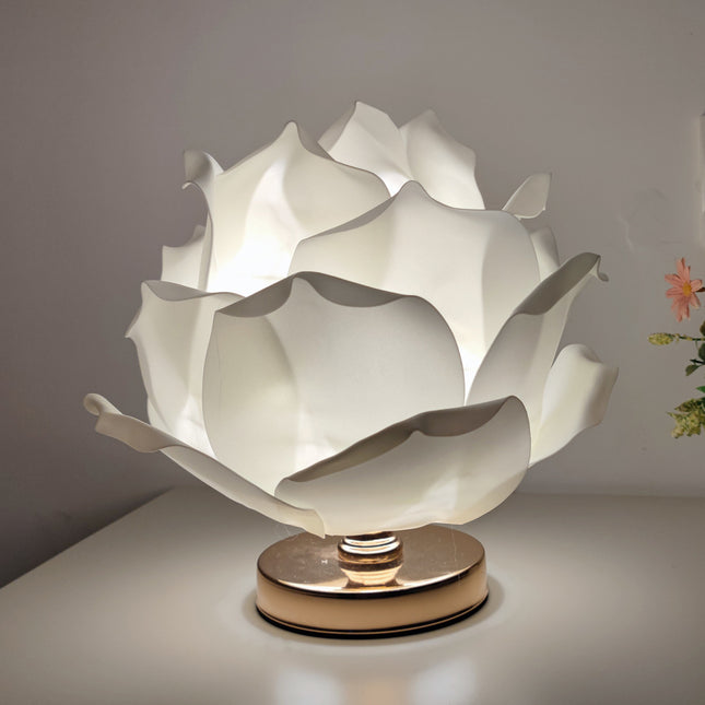 White Elegant Lotus Flower Table Lamp