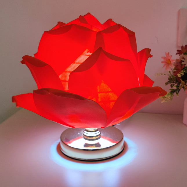 Red Elegant Lotus Flower Table Lamp