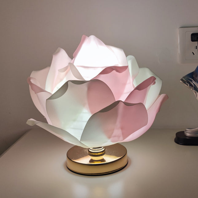 Pink and White Elegant Lotus Flower Table Lamp