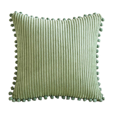 Black Soft Corduroy Cushion Cover Set (1 Square Plus 1 Rectangular) with Pom Pom Trim – design and finish