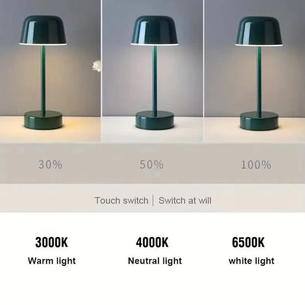 Coffee Modern Minimalist LED Table Lamp - Rechargeable Touch Control Desk Light