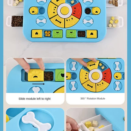 Blue Advanced Interactive Dog Puzzle Toy - Multi-Mechanism Treat Dispensing Slow Feeder for Mental Enrichment