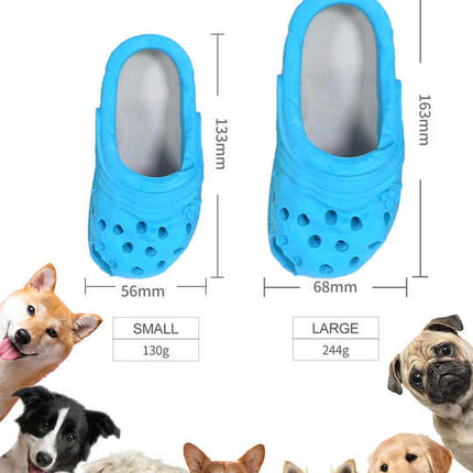 Size L Blue Tough Slipper Dog Chew Toy - Natural Rubber Treat Dispenser & Teeth Cleaner for Interactive Play & Boredom Relief