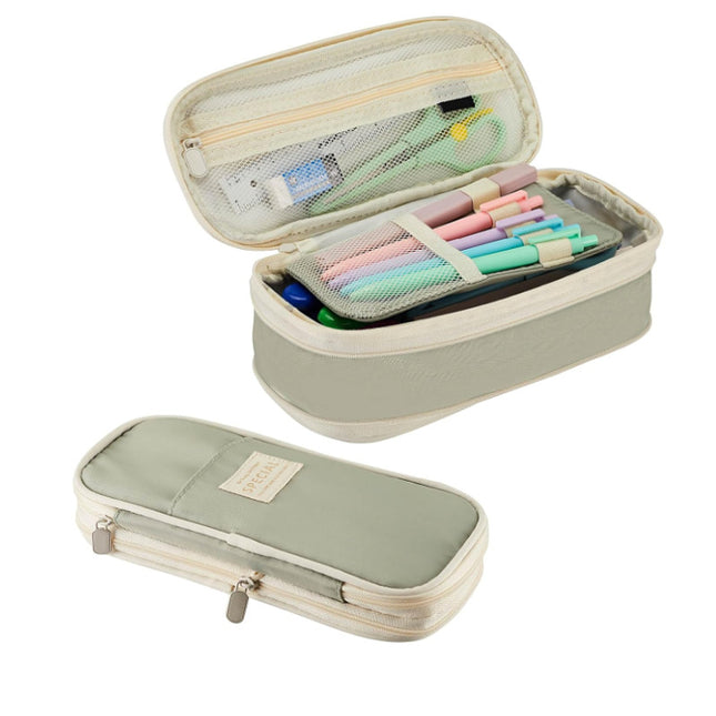 Green Large Capacity Expandable Pencil Case