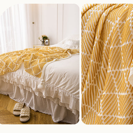 Black and Beige Diamond Pattern Soft Cozy Knit Throw Blanket with Tassels - Geometric Pattern Lightweight Acrylic Blanket for Sofa Couch Bed, 130x150cm
