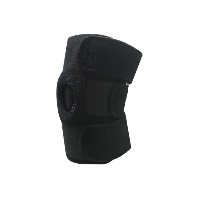Black Adjustable Knee Brace Support (Pair) with Dual Spring Stabilizers & Patella Gel Pad
