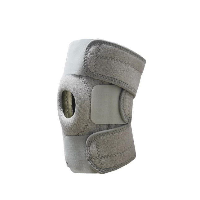 Grey Adjustable Knee Brace Support (Pair) with Dual Spring Stabilizers & Patella Gel Pad