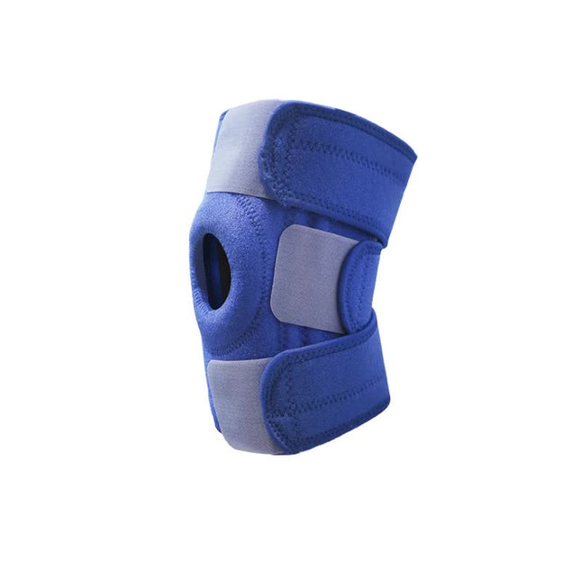 Blue Adjustable Knee Brace Support (Pair) with Dual Spring Stabilizers & Patella Gel Pad